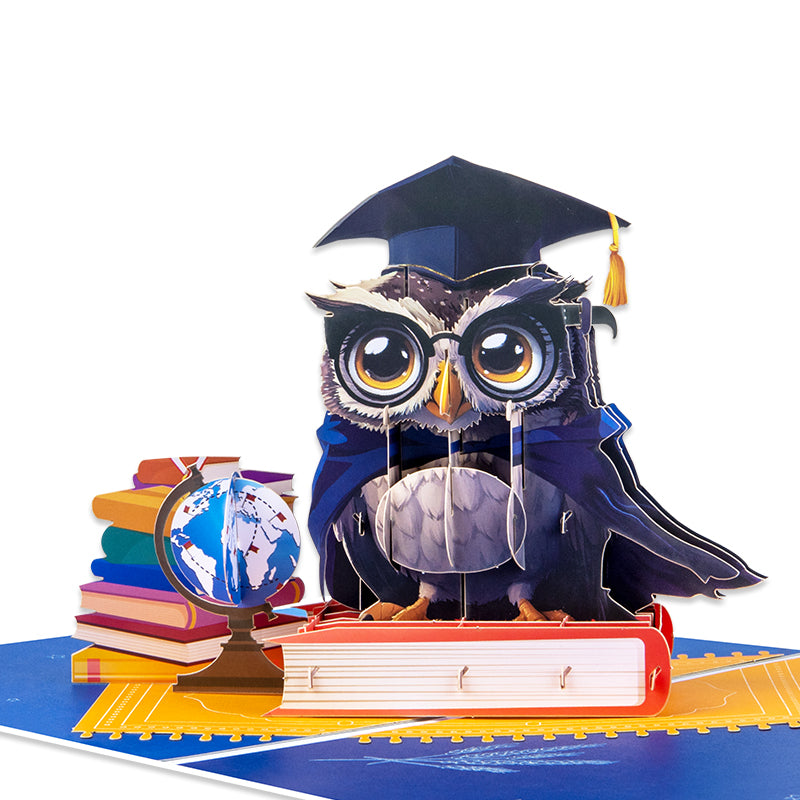 Owl Celebration Scene 3D Pop Up Graduation Congratulations Card