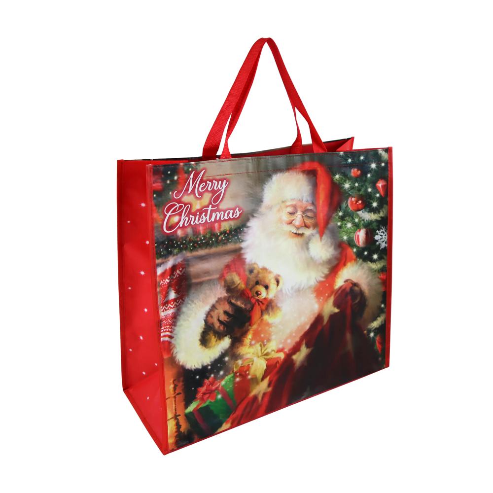 Traditional Santa Jumbo Square PP Woven Christmas Gift Bag