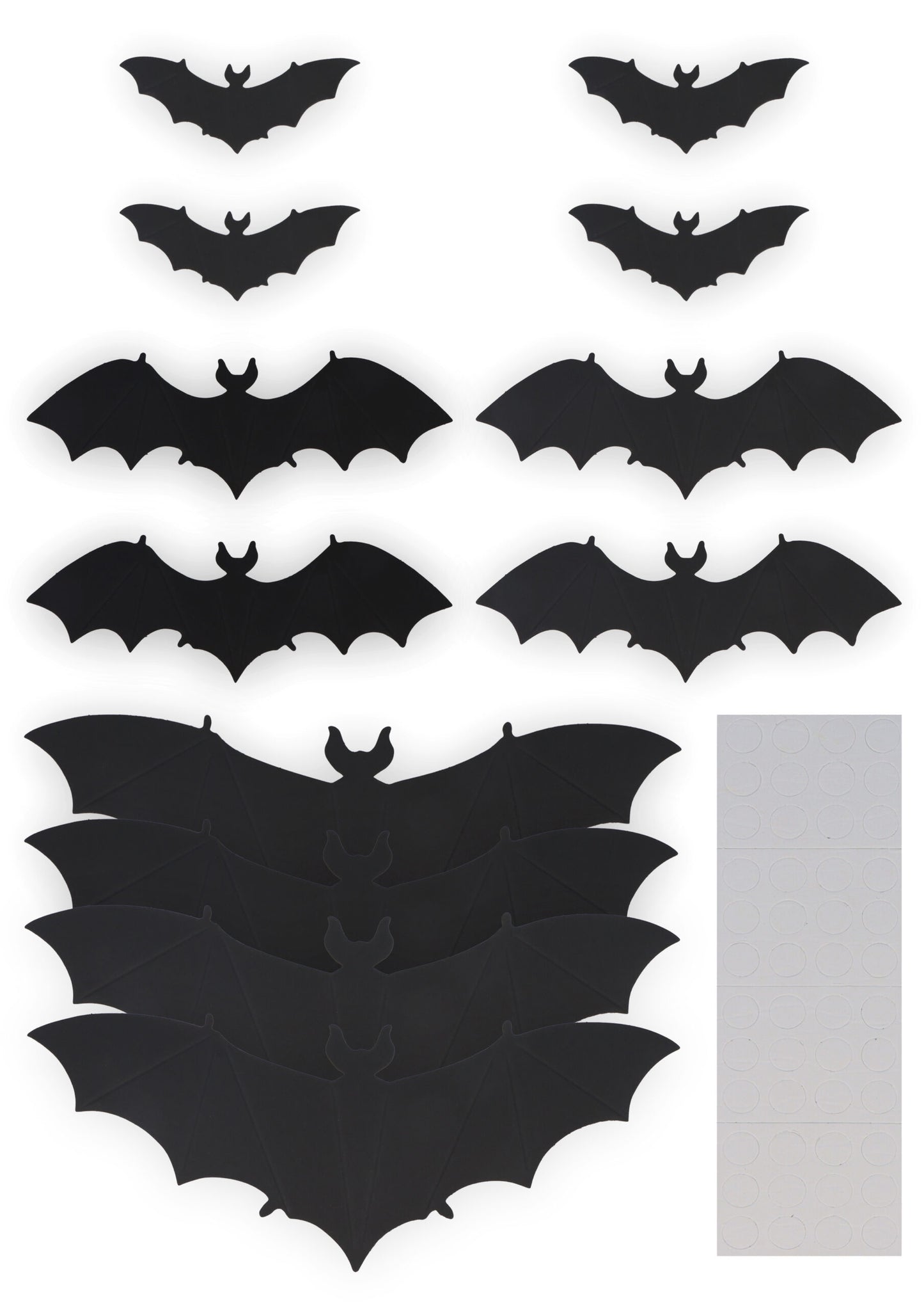 Pack of 12 Halloween Bat Wall Decorations with Adhesive Dots