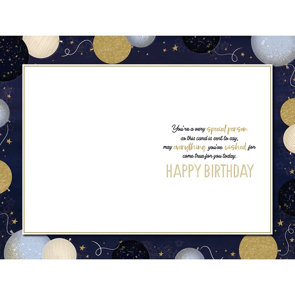 Blue and Gold Balloon Design Friend Birthday Card