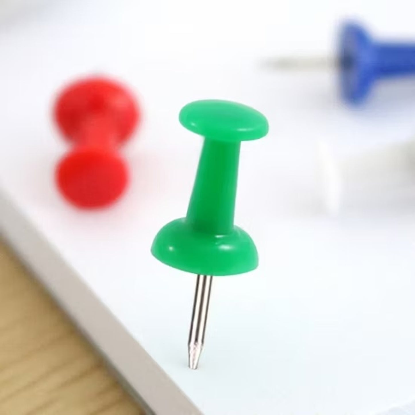 Pack of 30 Assorted Colour Push Pins in Hanging Case