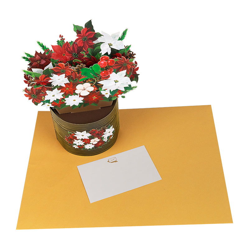 Poinsettia Bouquet Holiday 3D Pop Up Christmas Card