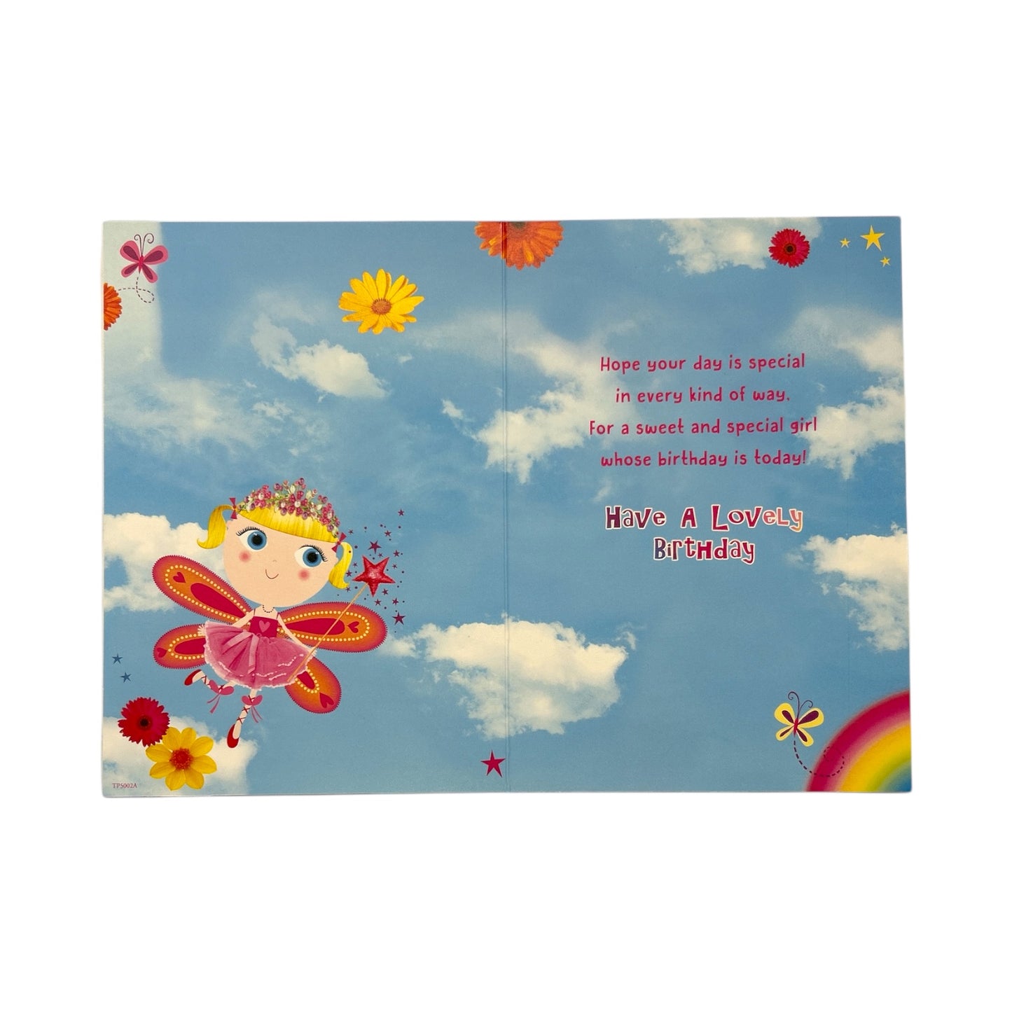 Open Female Juvenile Trendy Pops Butterfly Princess Design Birthday Card