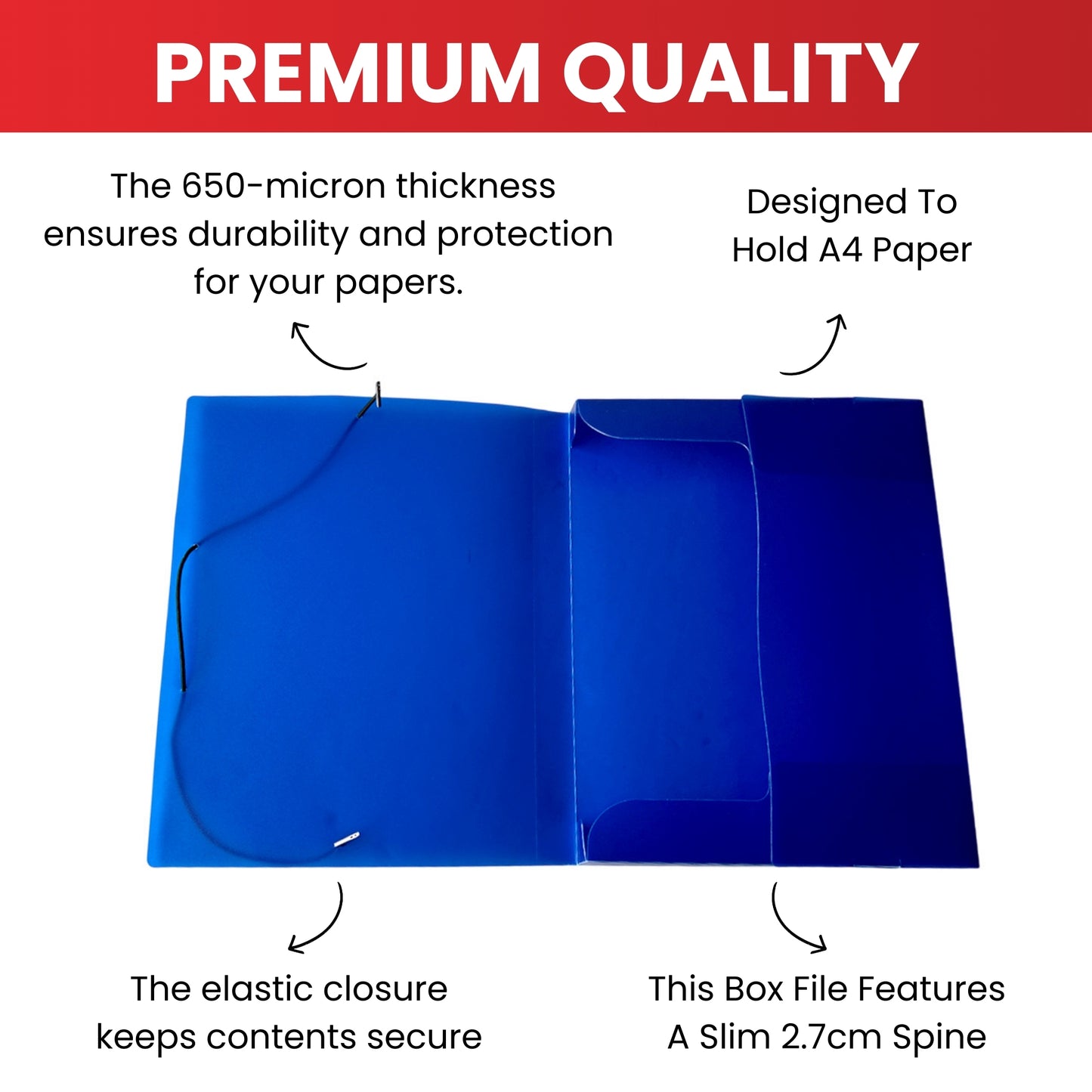 Pack of 10 A4 Clearview Assorted Coloured Box Files with Elastic Closure