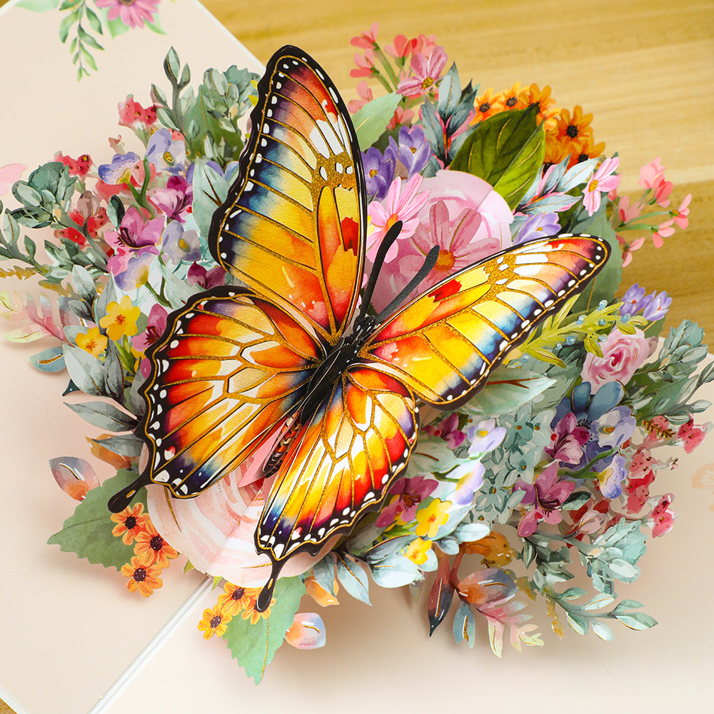 Sunset Glow Butterfly 3D Pop Up Greeting Card