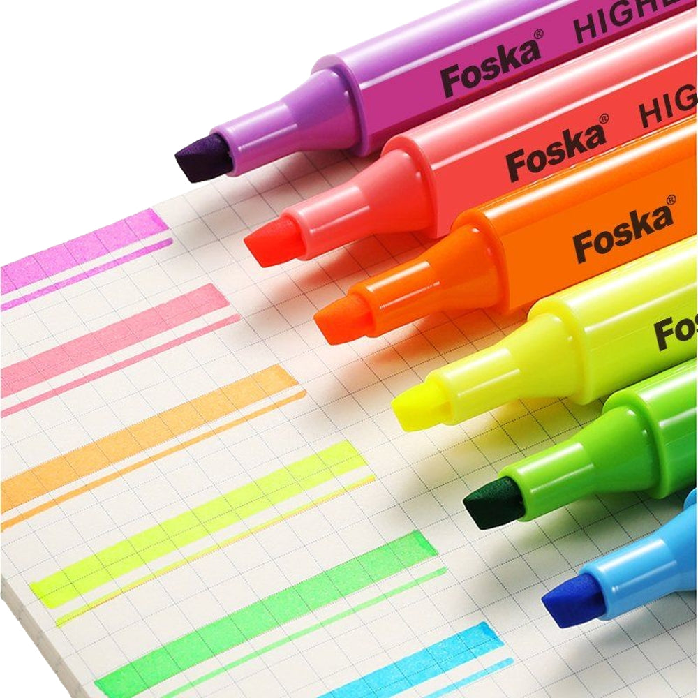 Pack of 6 Colour Highlighter Marker Pens