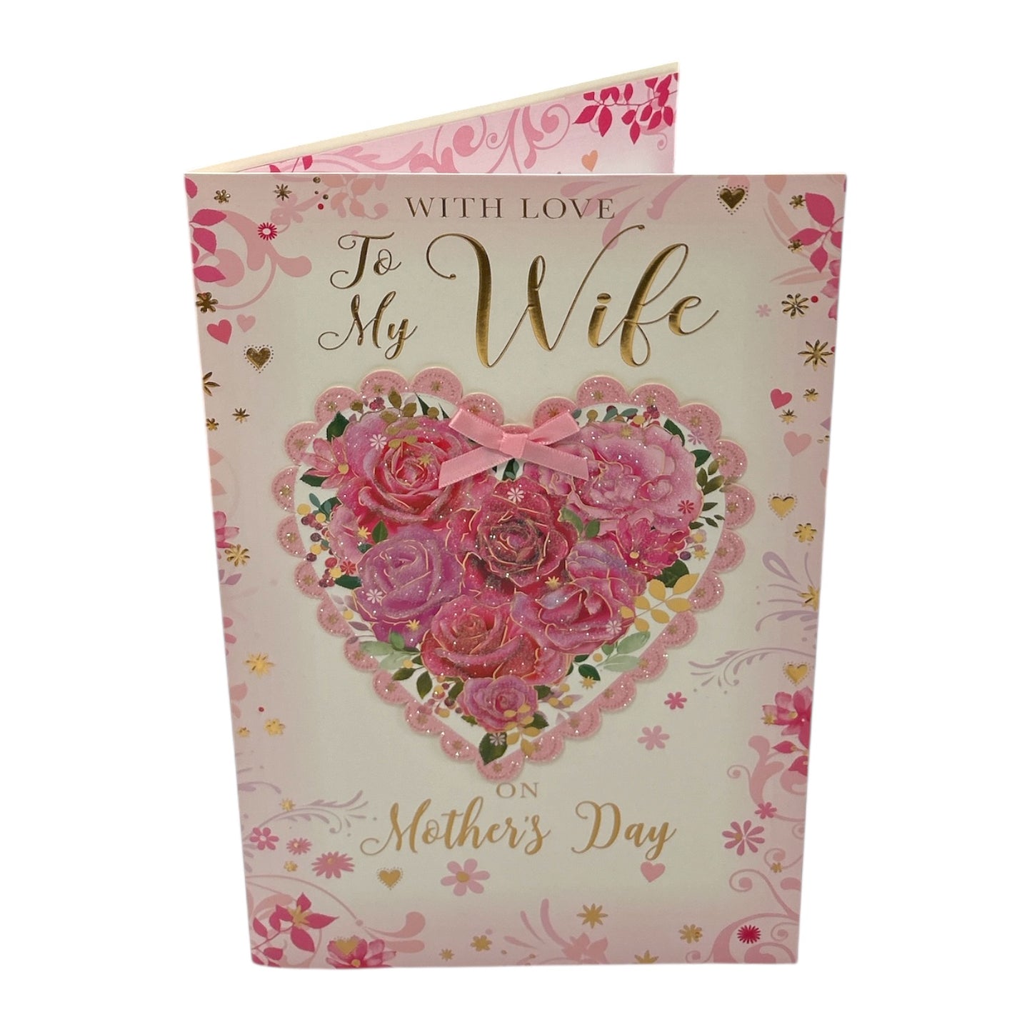 With Love to My Wife Floral Heart Design Keepsake Mother's Day Boxed Card