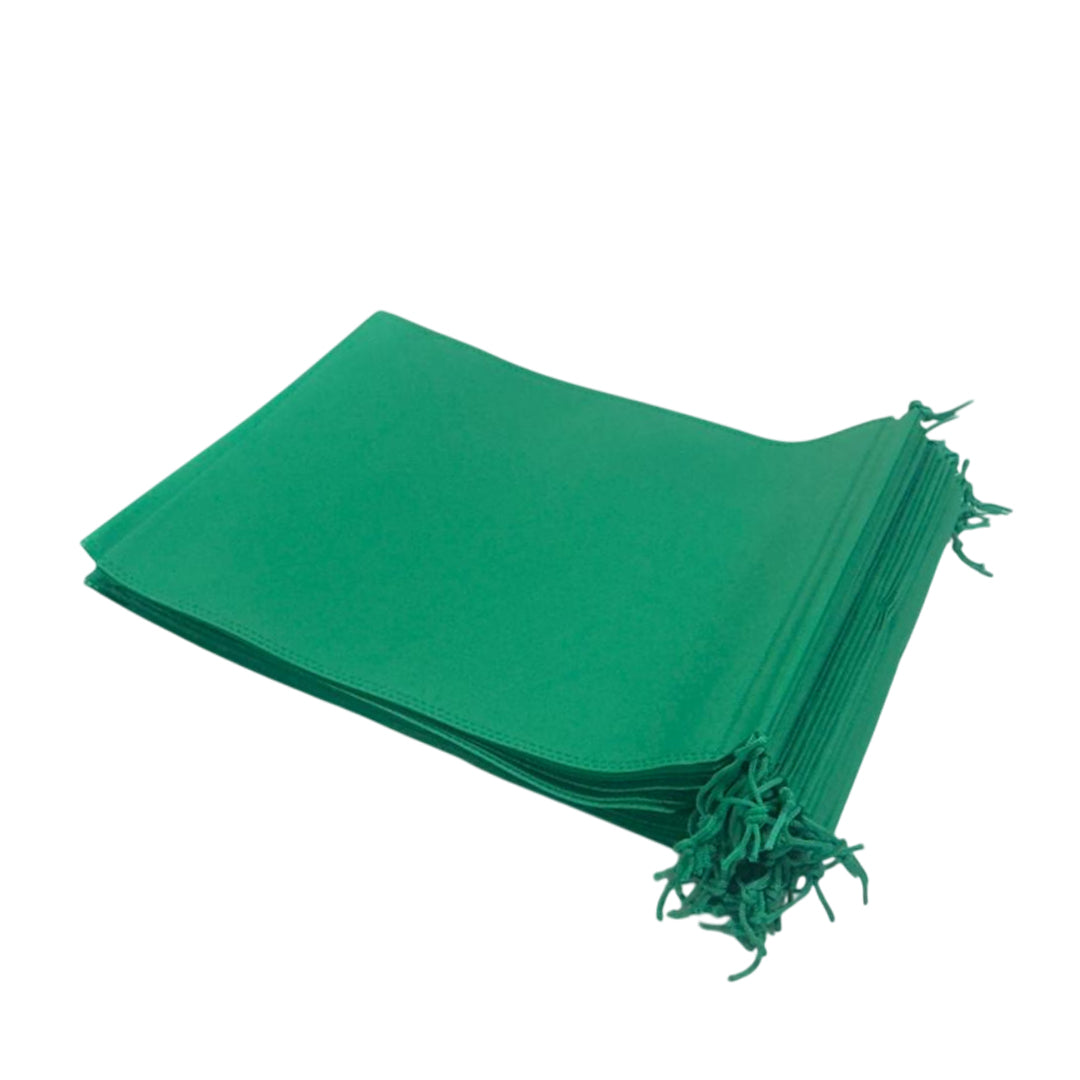 Pack of 25 Dark Green Coloured 32x22cm Non-Woven Drawstring Bags