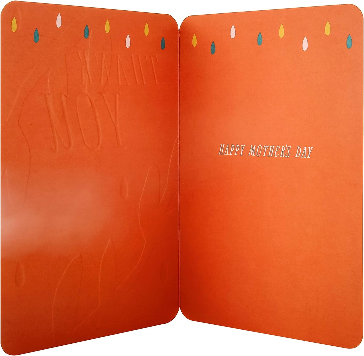 Mother's Day Open Thank You Card Embossed Foliage Design