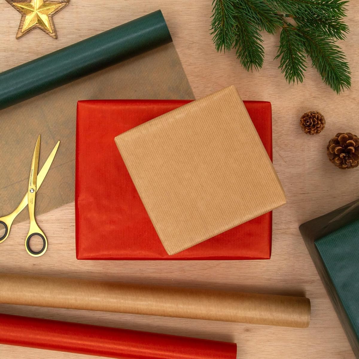 Single Ribbed Kraft Wrapping Paper Roll 2m x 69cm