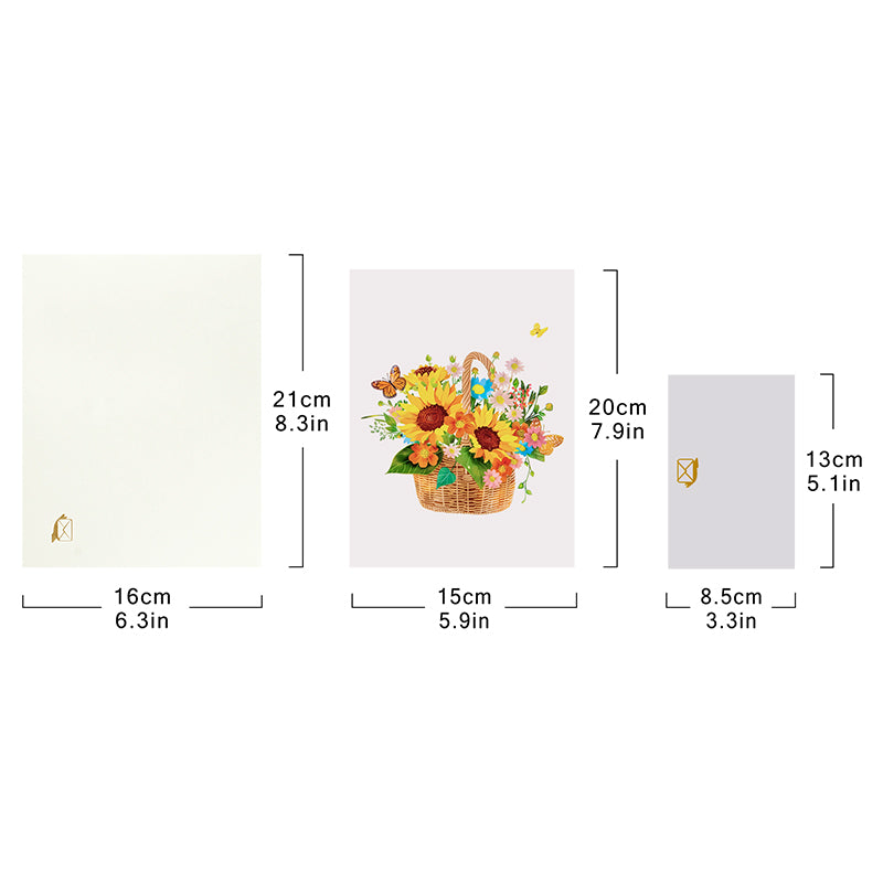 Sunflower Bloom Basket 3D Pop Up Greeting Card