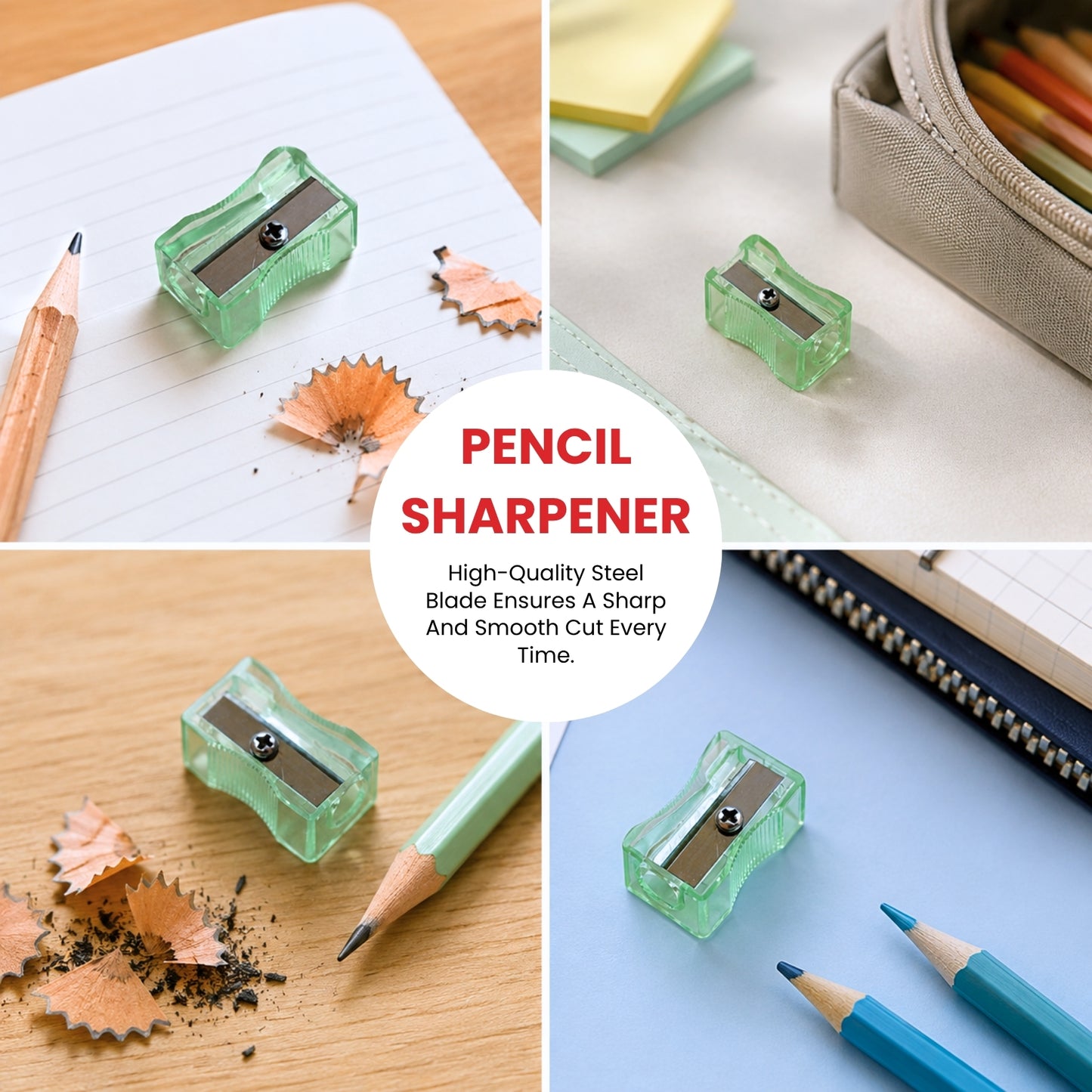 Pack of 100 Red Translucent Pencil Sharpeners