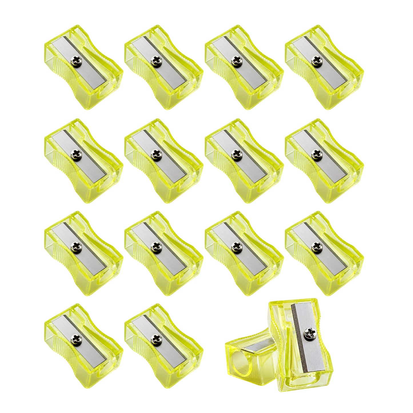 Pack of 100 Yellow Translucent Pencil Sharpeners.