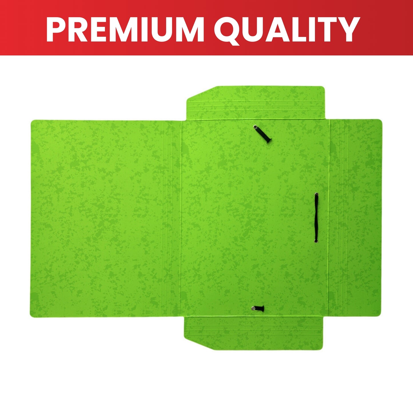 Pack of 12 A4 Neon Green Card 3 Flap Folders With Elastic Closure
