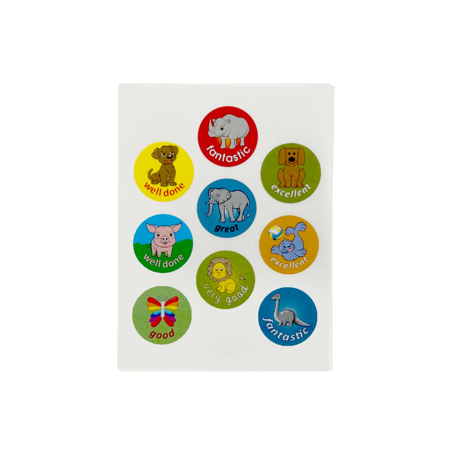 Pack of 27 Motivational Animals 24mm Round Self-Adhesive Labels