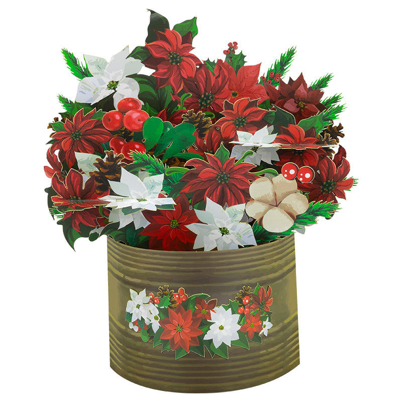 Poinsettia Bouquet Holiday 3D Pop Up Christmas Card