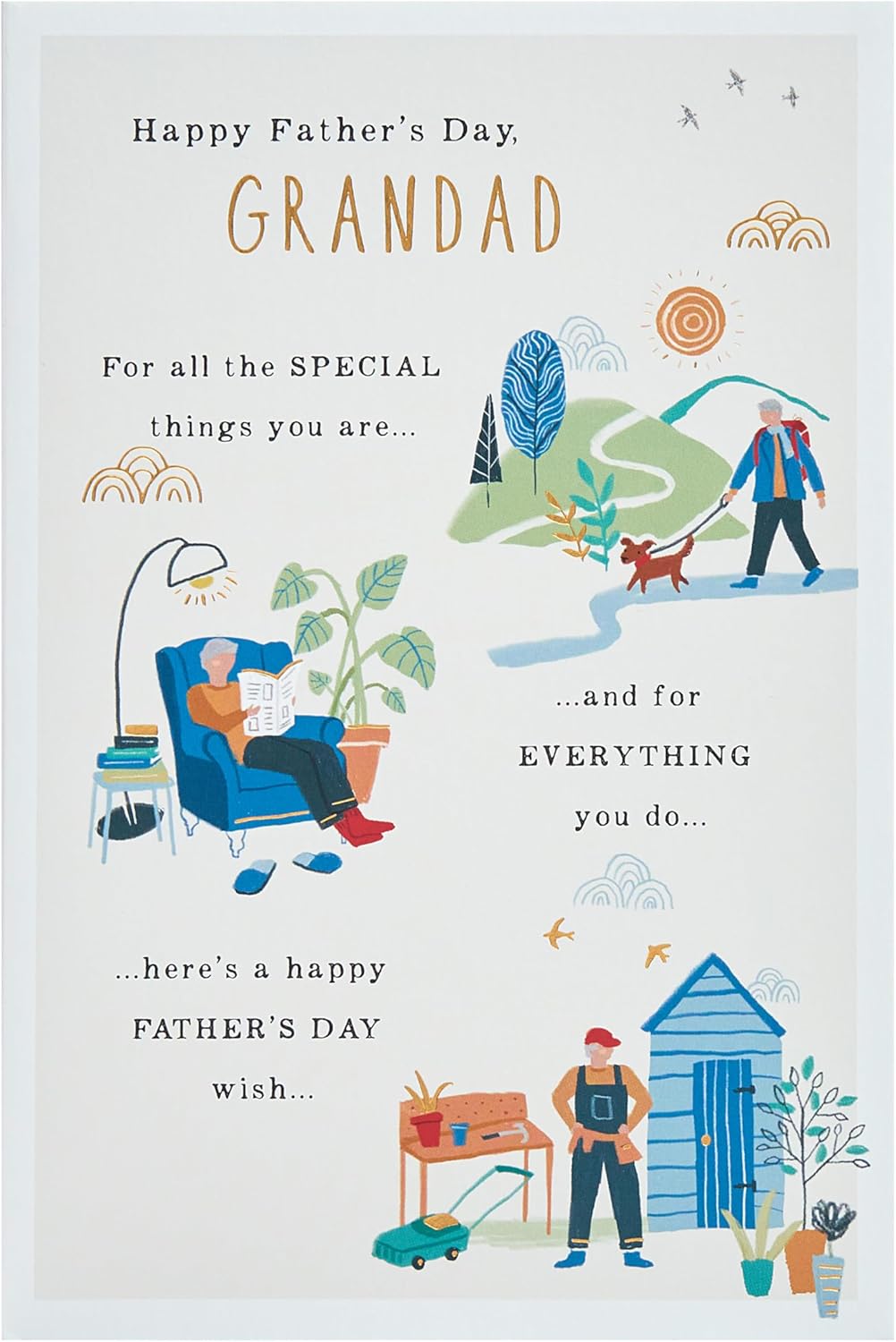 Gardening Walking Reading Design for Grandad Father's Day Card