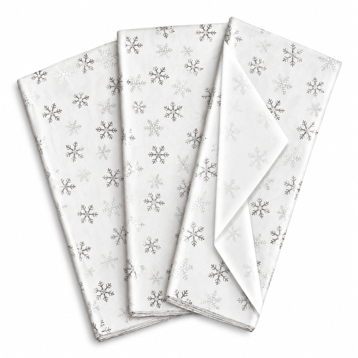 Pack of 5 Christmas Snowflakes Dots Design 50 x 70 cm Luxury Silver Foil Tissue Sheets