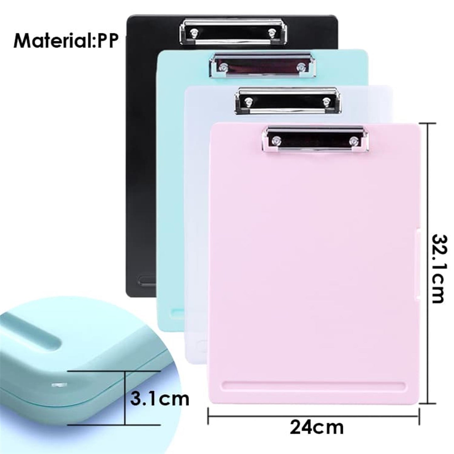 Multi-functions Waterproof Plastic PP Storage Clipboard 32.1 × 24 × 2 cm