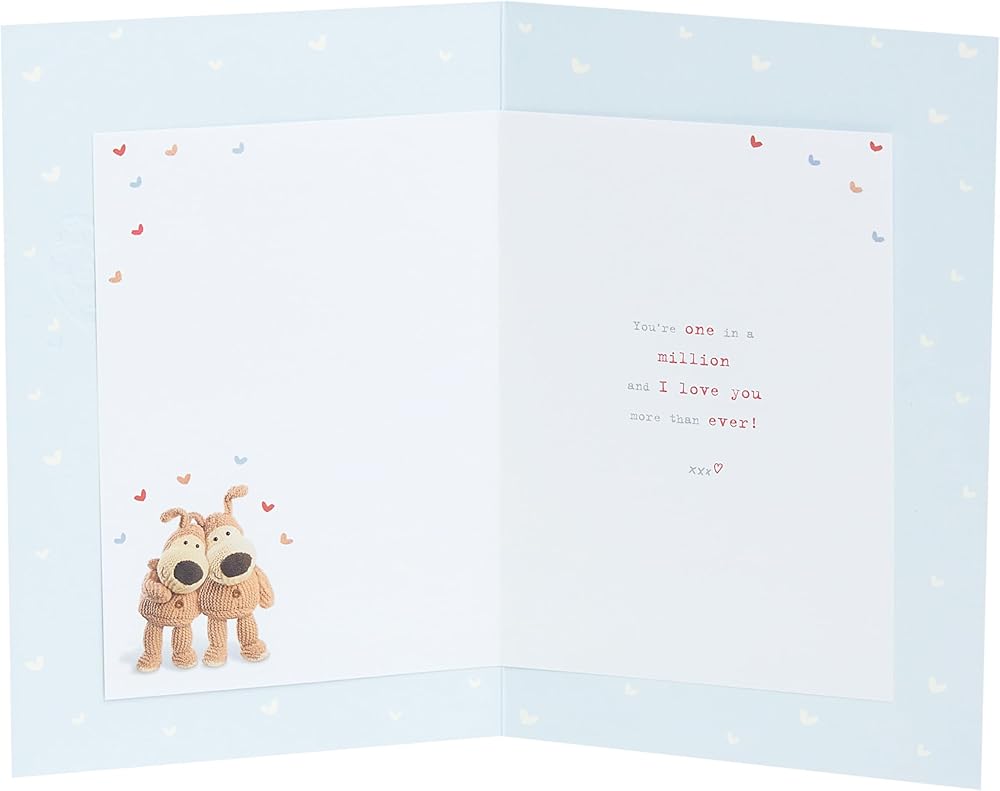Boofles with Champagne Husband Anniversary Card