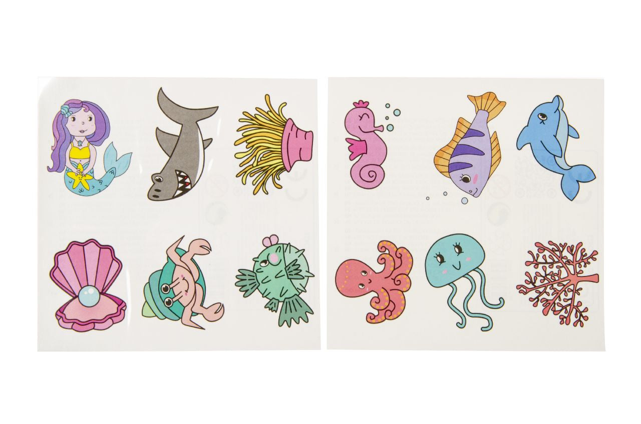 96 Pack of 6 Pieces Sea Animals Tattoos