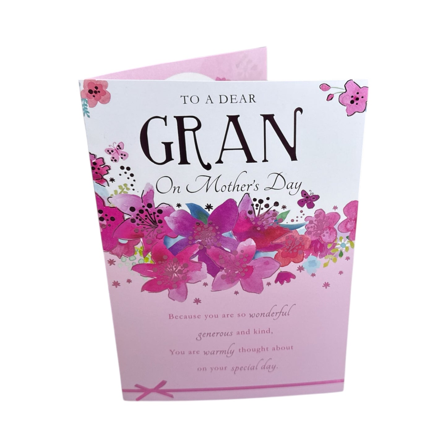 To A Dear Gran Pink Flowers Design Mother's Day Card
