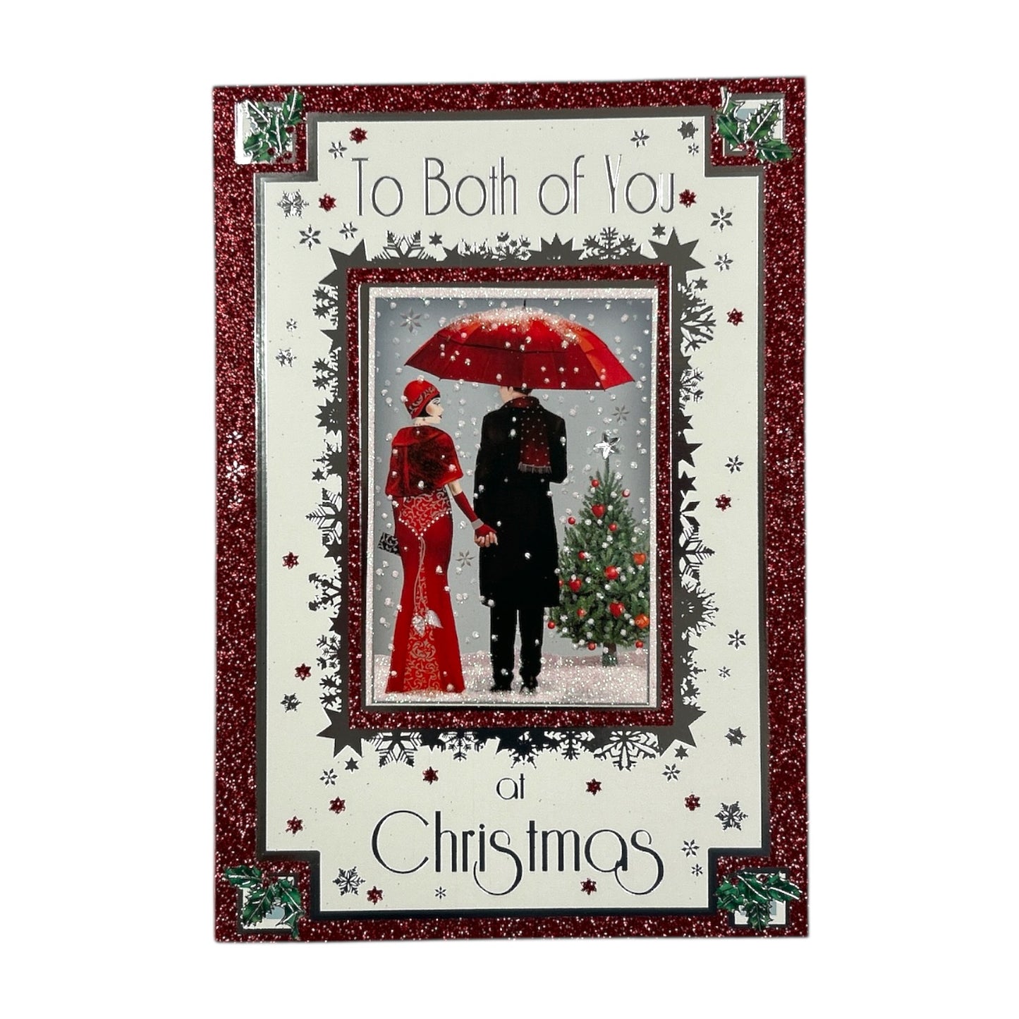 To Both of You Lovely Couple With Snowy Scene Design Christmas Card