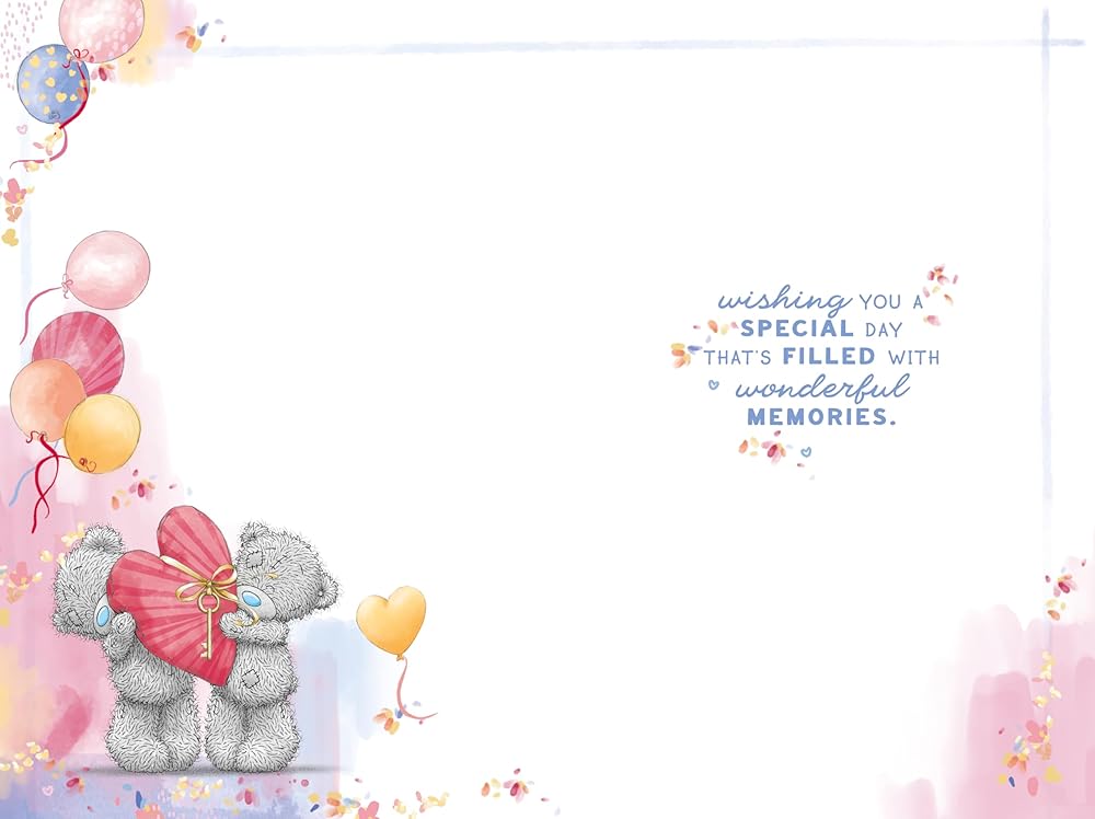 Bears Sat Hugging With Big Heart Wife Birthday Card