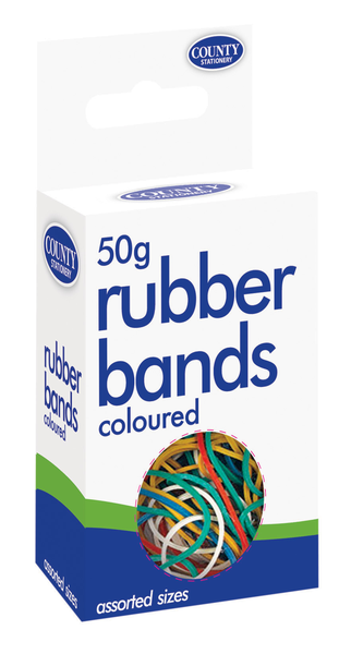 Coloured Rubber Bands 50g