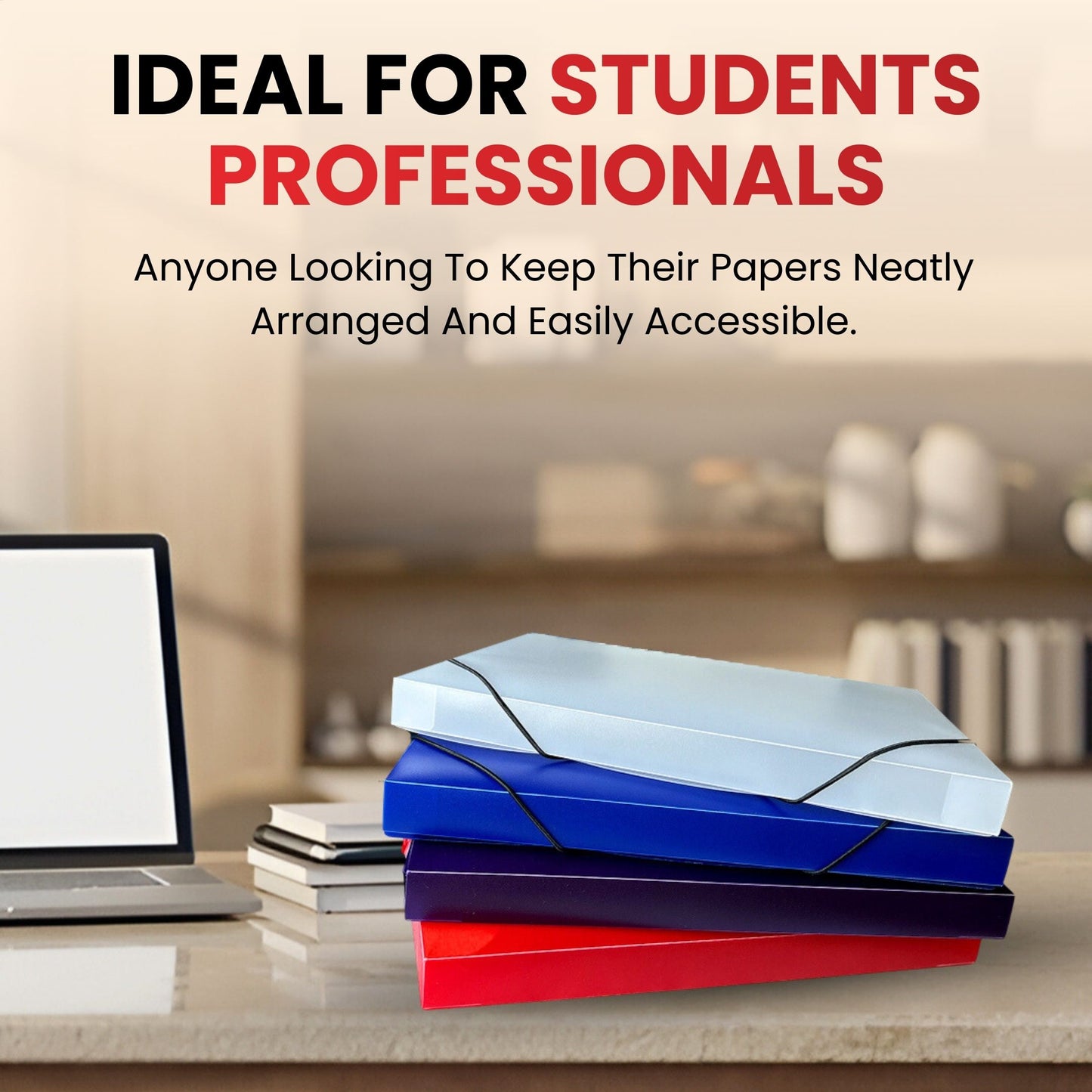 Pack of 10 A4 Clearview Assorted Coloured Box Files with Elastic Closure