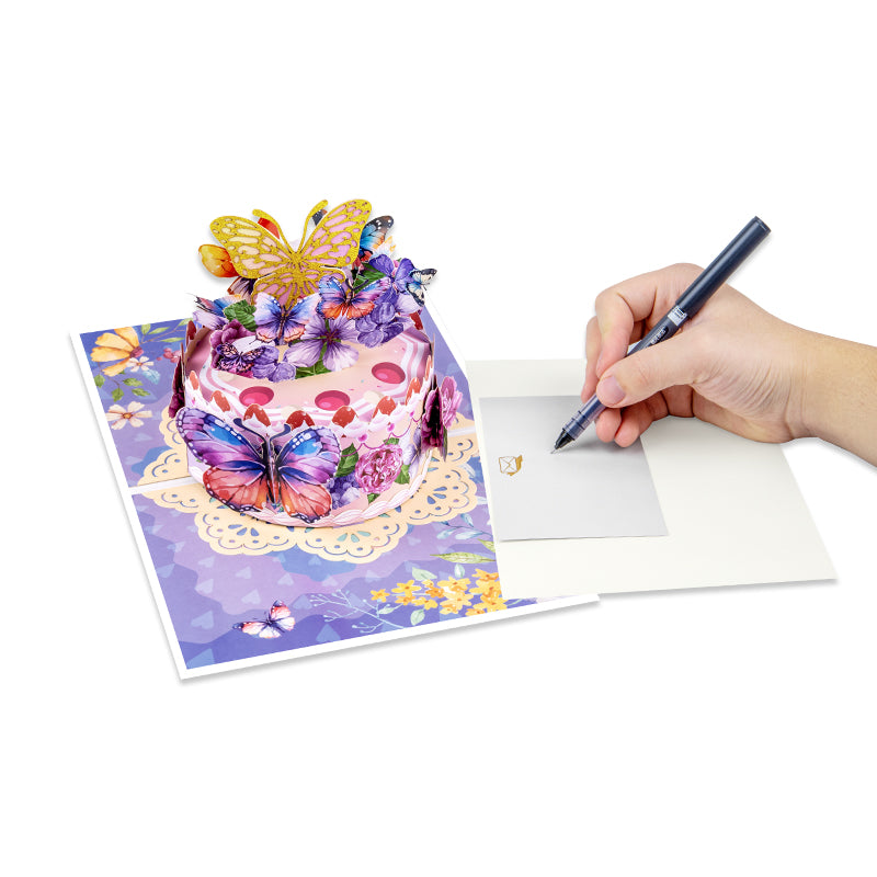Wings of Celebration Butterfly Floral Design Birthday Pop Up Card