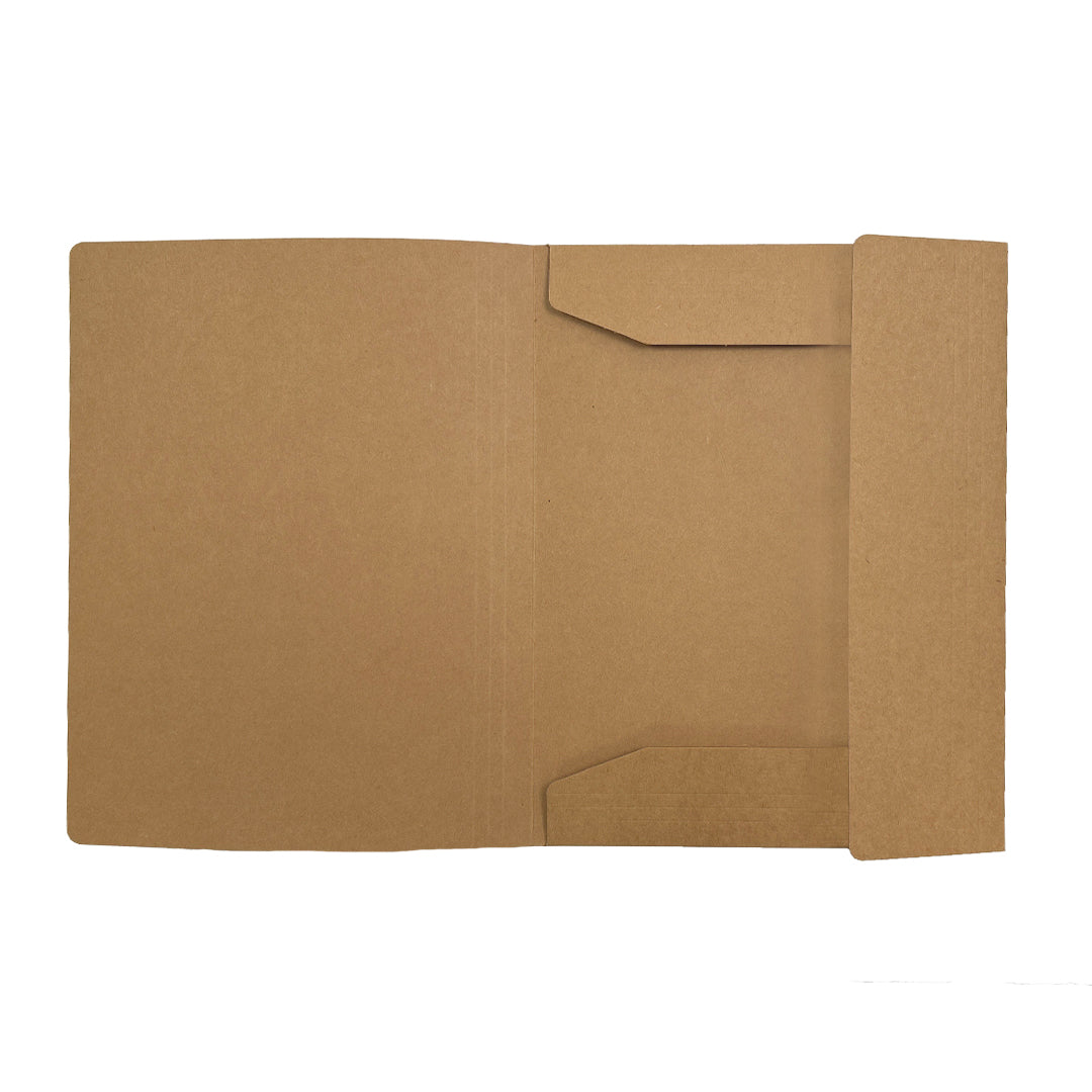 Pack of 12 A4 Kraft Card 3 Flap Folders With Elastic Closure