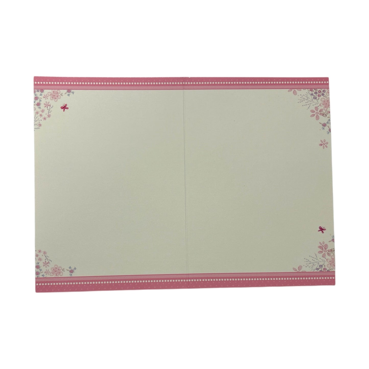 Open Blank Female Birds with Bunting and Basket Of Flowers Design Card