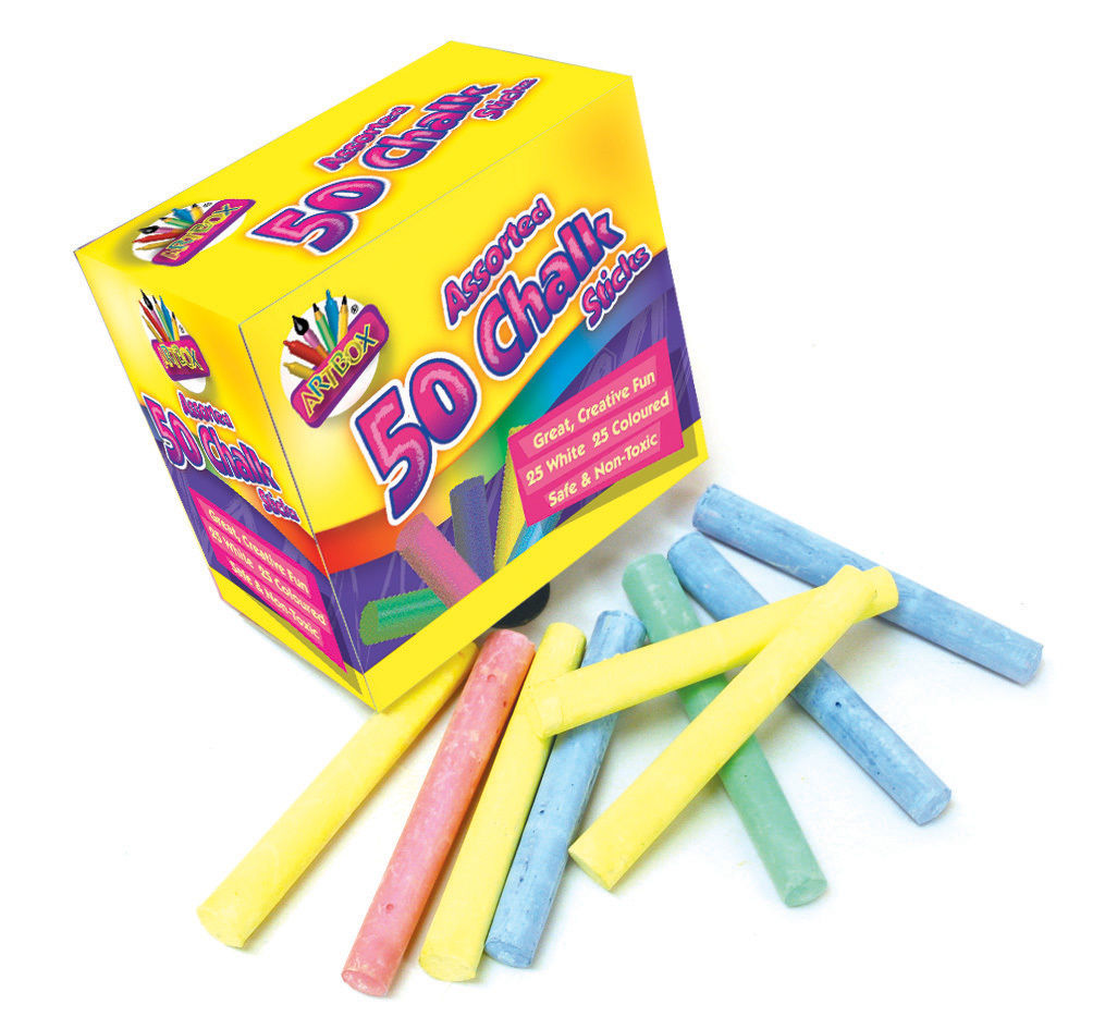 50 Chalks 25 White 25 Assorted Coloured