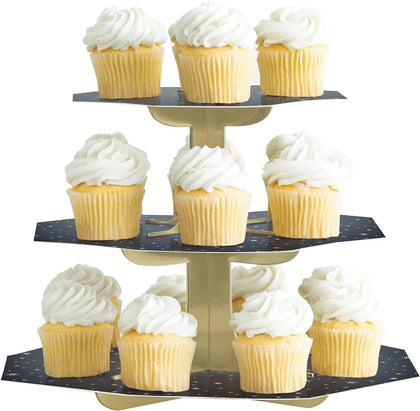Black & Gold Tiered Cupcake Stand