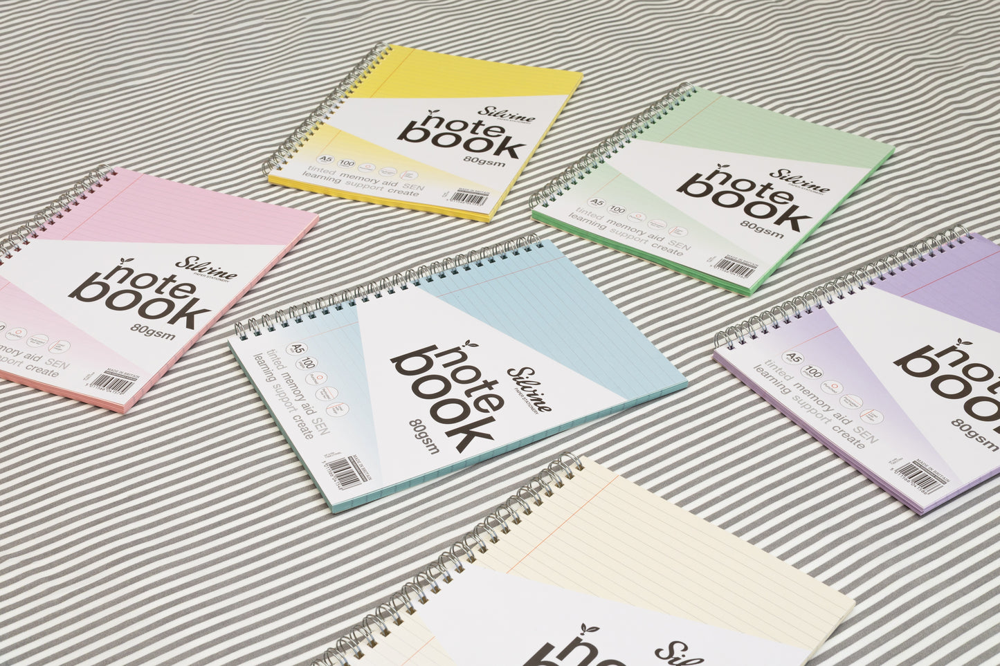 A5+ 100 Pages Twin Wire SEN Cream Paper Dyslexia Notebook - Lined with Margin