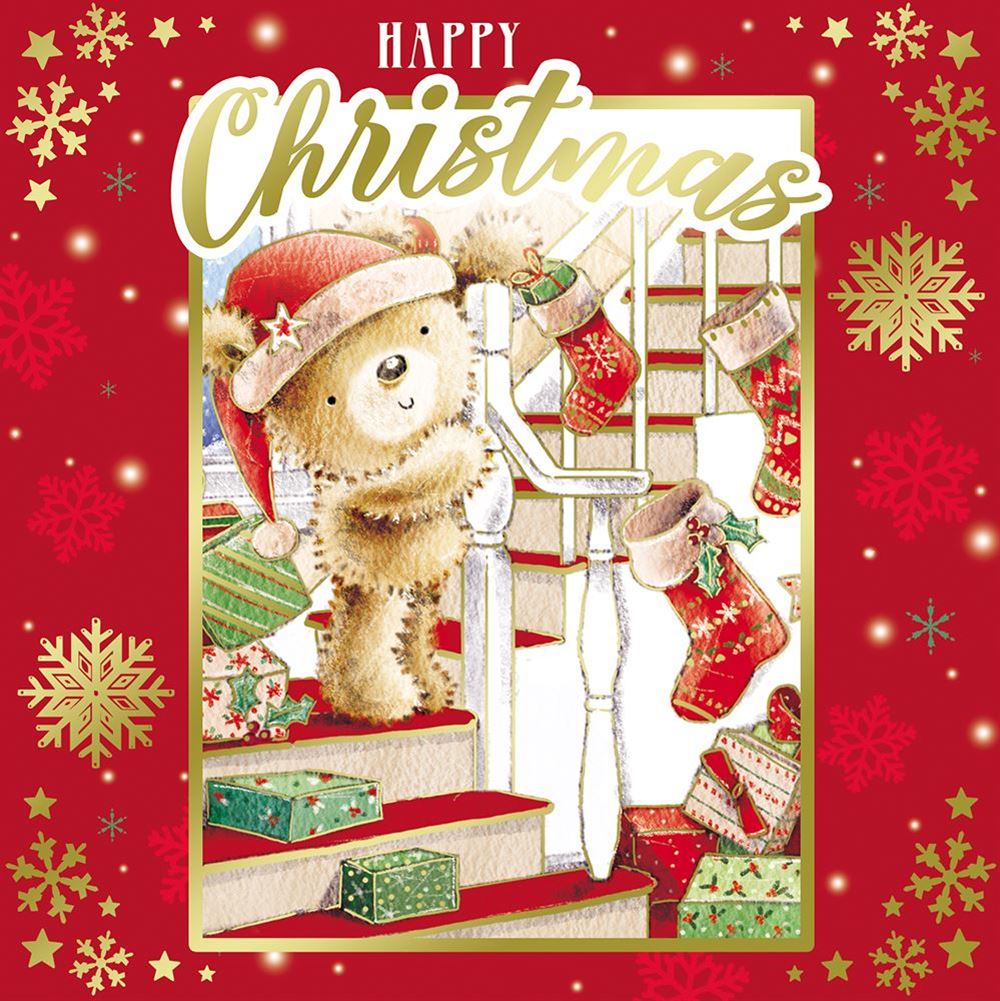 Pack of 10 Festive Cute Teddy Bear Christmas Boxed Cards