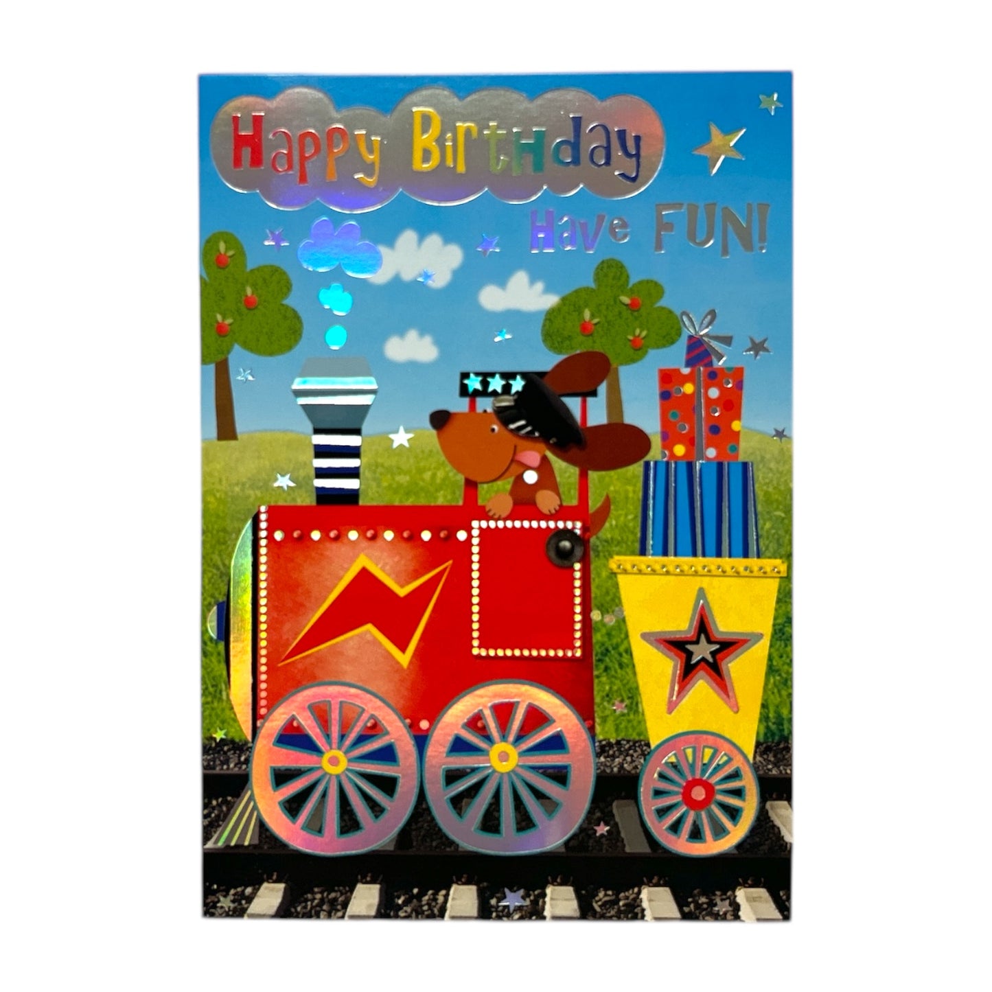 Open Male Juvenile Trendy Pops Train Birthday Card