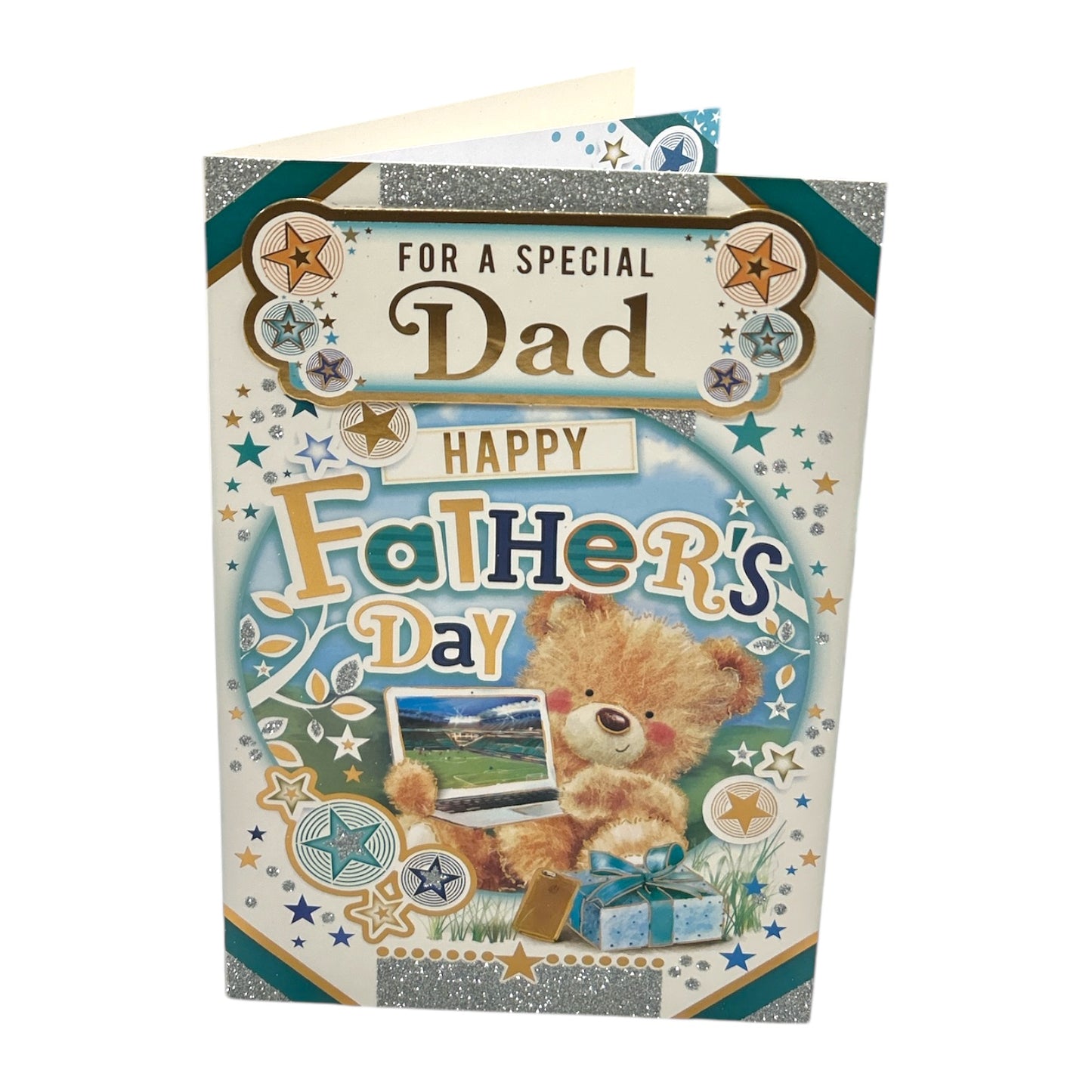 For A Special Dad Teddy With Laptop Design Father's Day Card