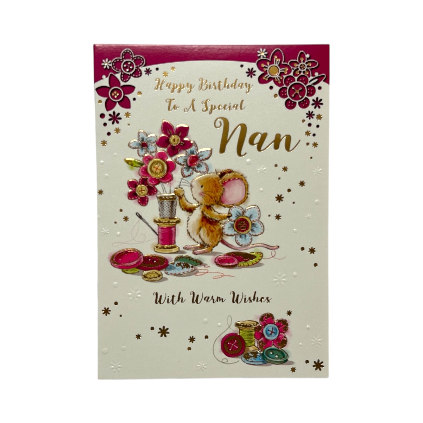 To Special Nan Cute Mouse Create Flowers Design Birthday Card
