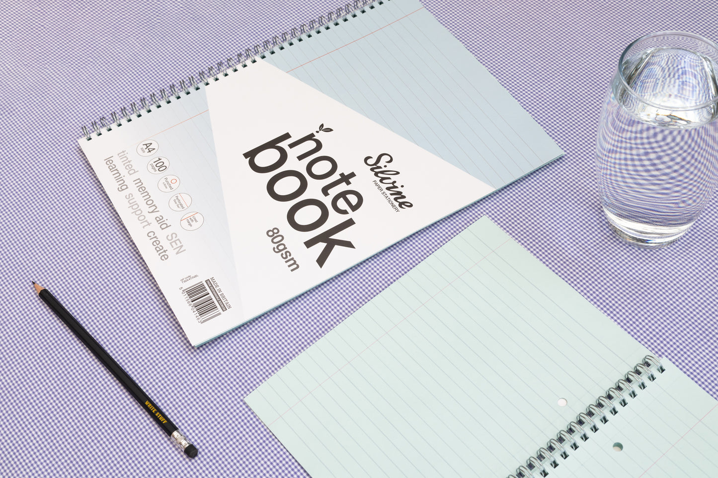 A5+ 100 Pages Twin Wire SEN Blue Paper Dyslexia Notebook - Lined with Margin