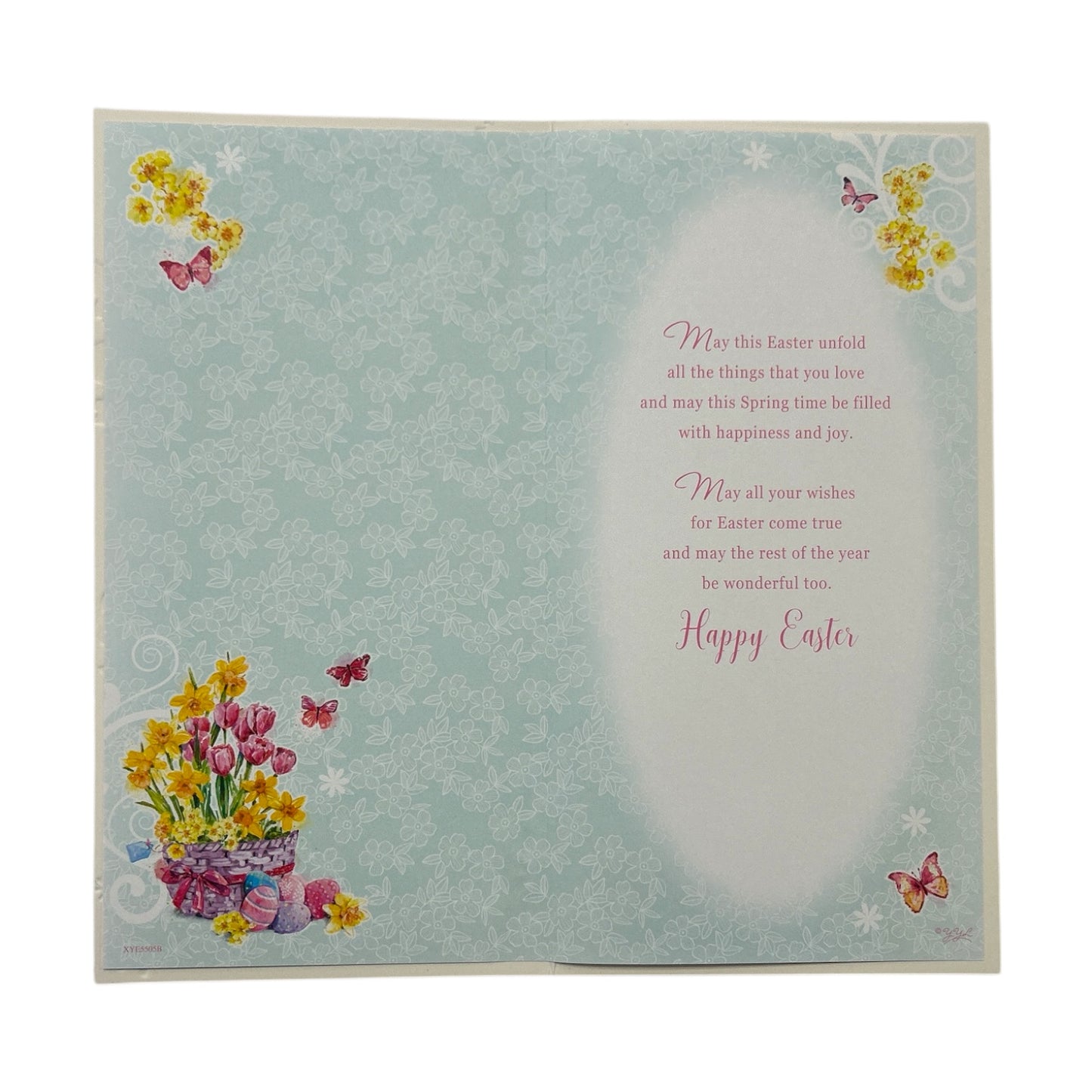 To All The Family Basket of Flowers and Eggs Design Easter Card