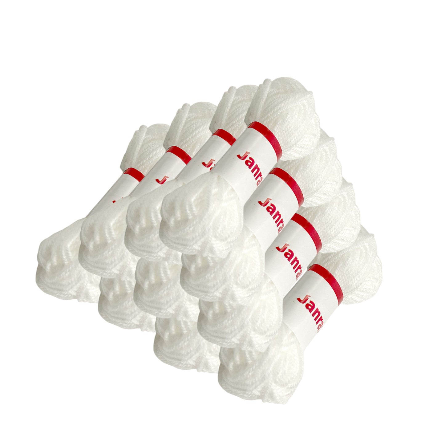 Pack of 5 White Acrylic Yarn Rolls – 10g each, 4 Strand 8 Ply Knitting Wool