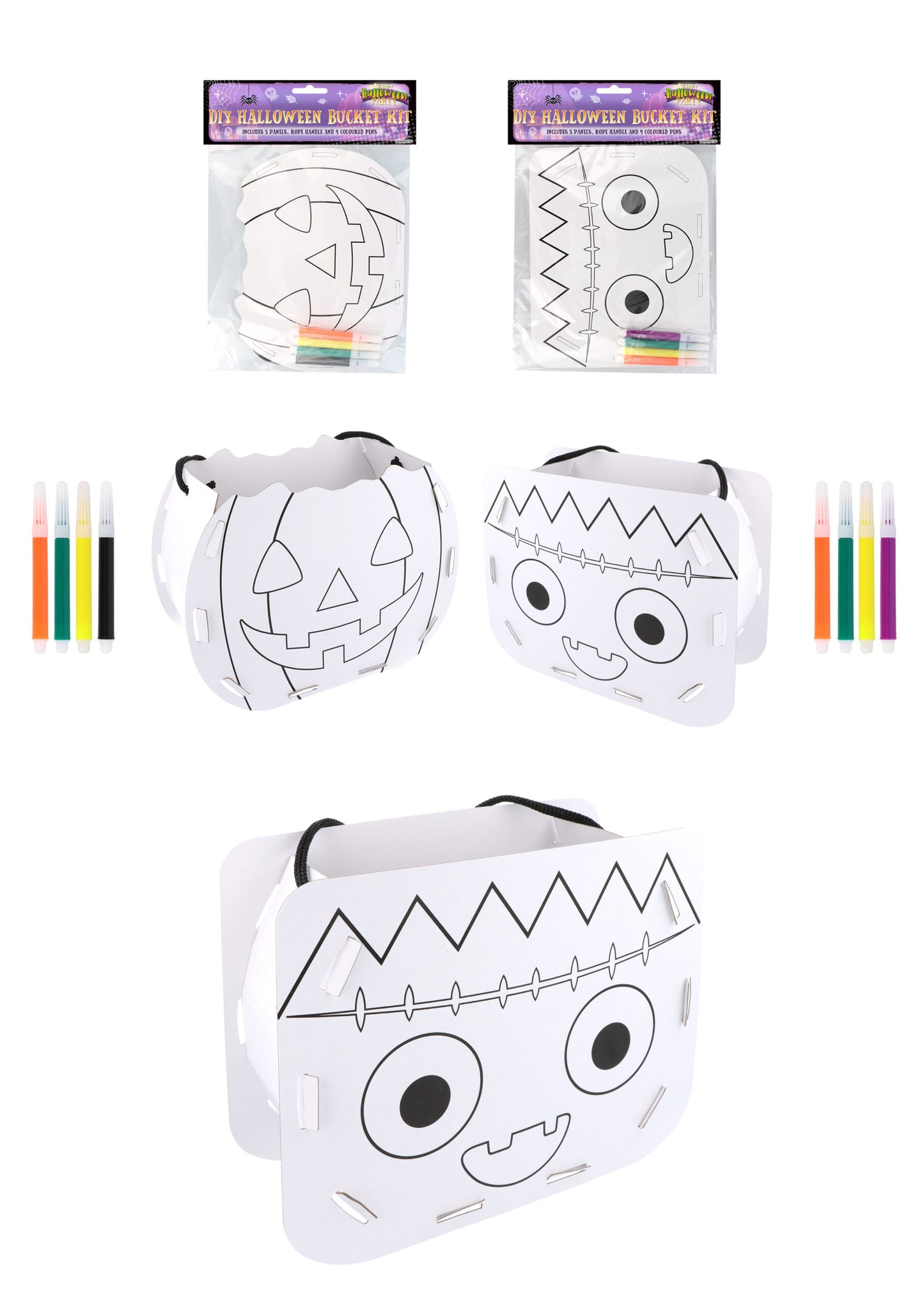 DIY Halloween Bucket Set with 4 Colouring Pens