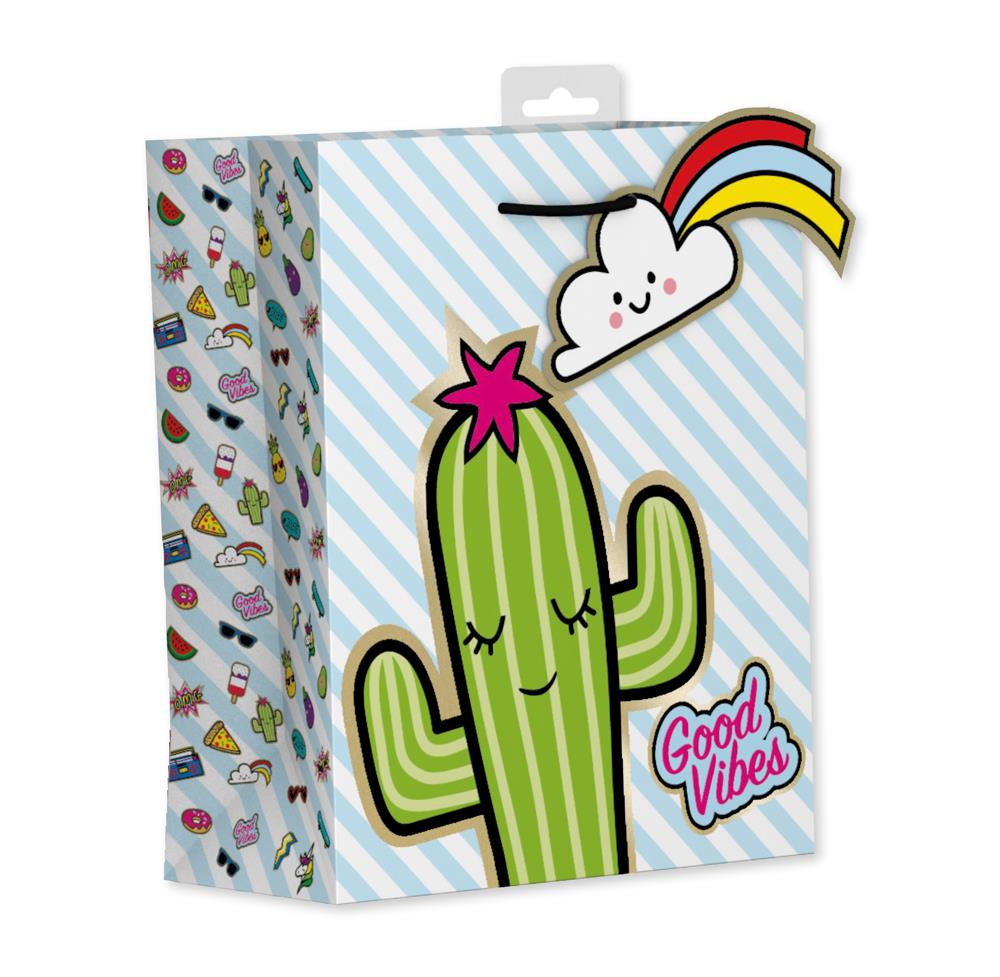 Pack of 12 Cactus Design Medium Gift Bags