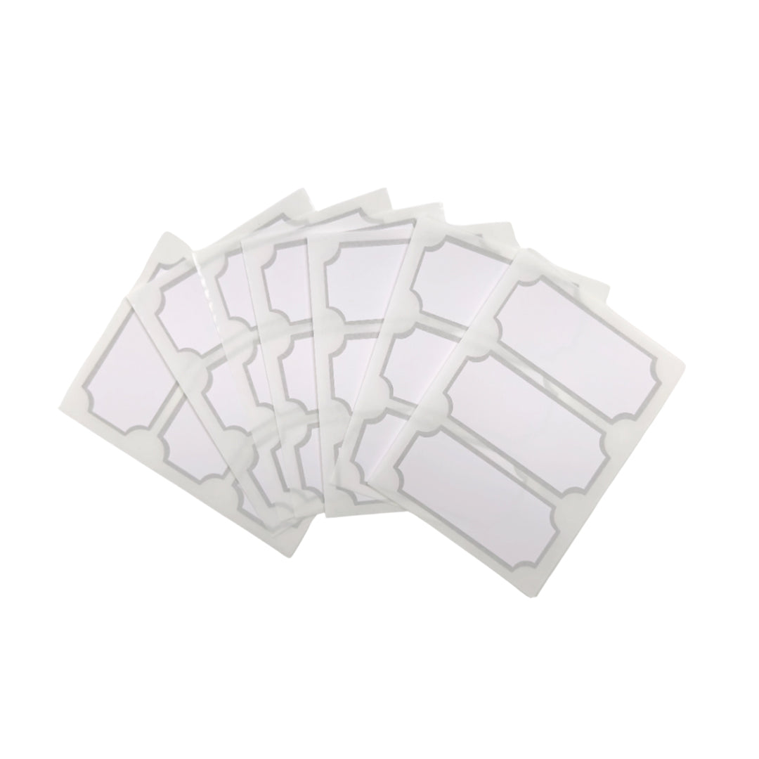 Pack of 21 Silver Border Printed 34x75mm Self-Adhesive Labels