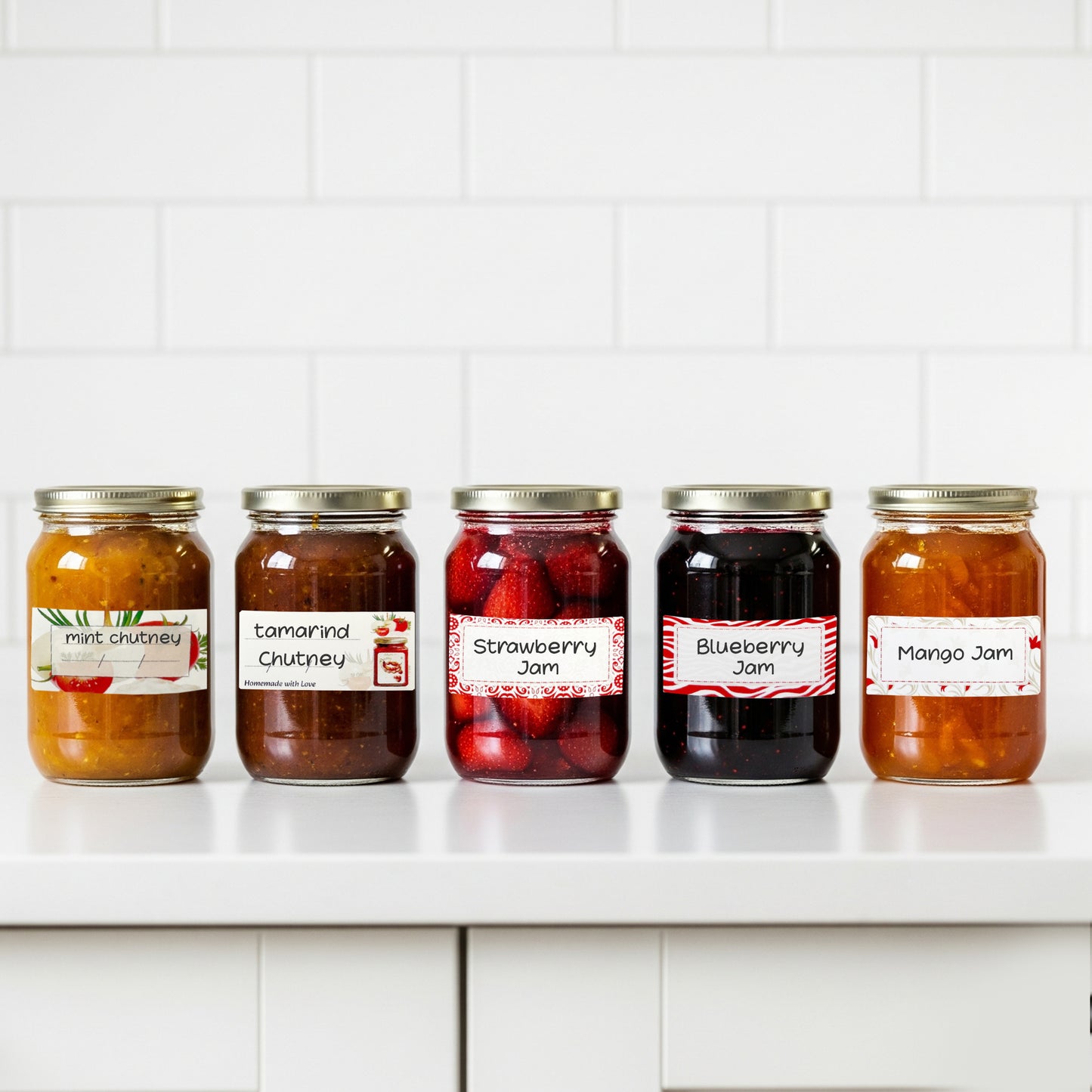 Pack of 144 Chutney Jar Labels 34x75mm