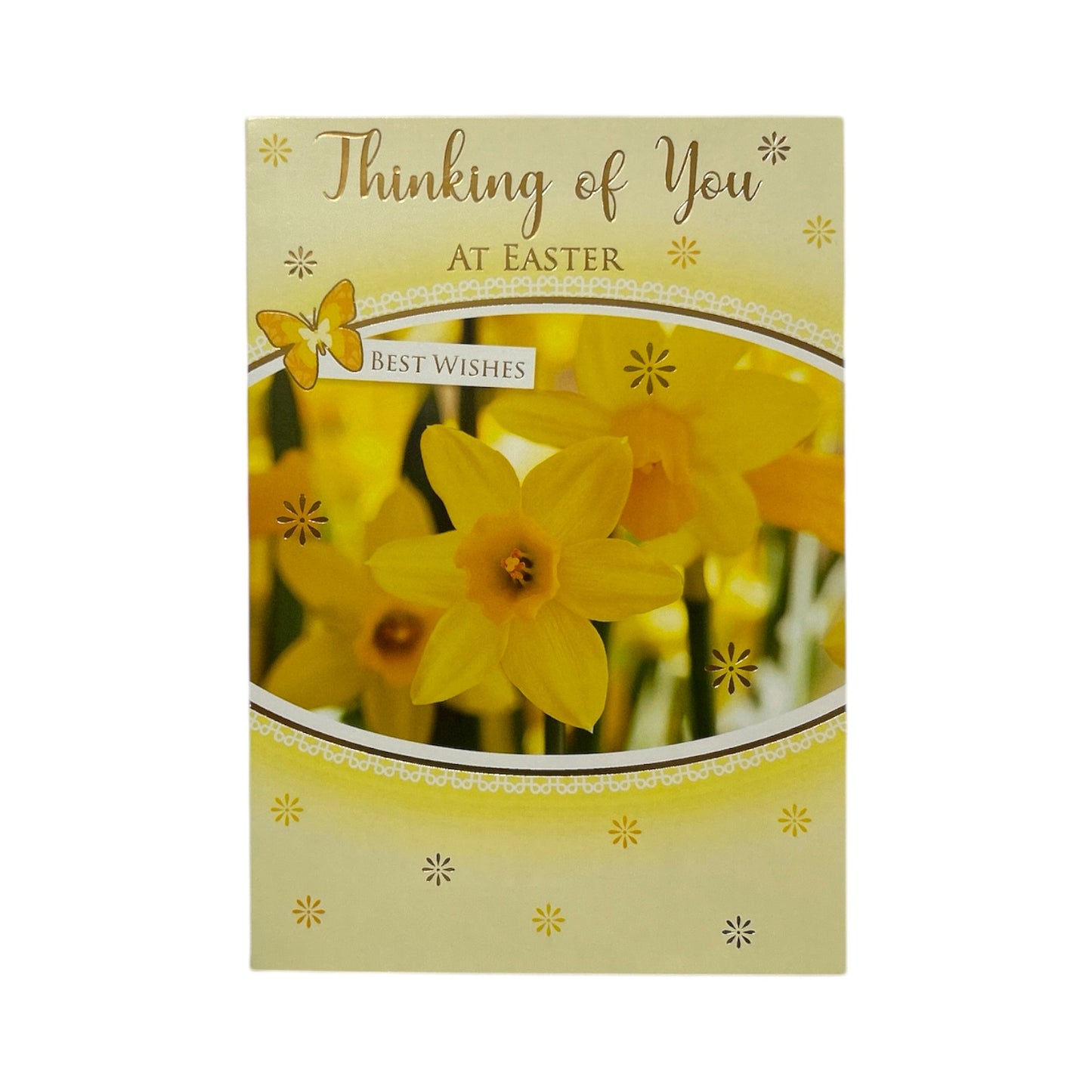 Thinking Of You Yellow Daffodil Flowers Design Easter Card