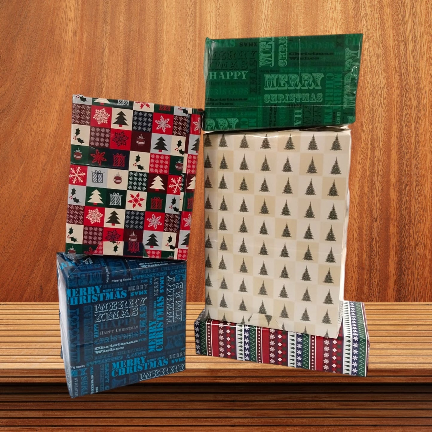 10 Sheets of Soft Touch Foiled Christmas Wrapping Paper - Gift Wrap and Tags