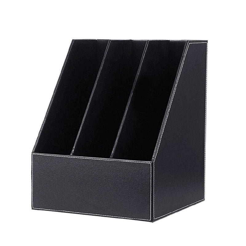 Desktop 3 Slot Magazine Holder Black Organiser 26 x 27 x 34cm